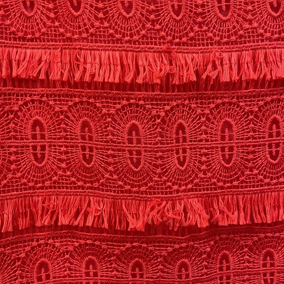 Talbots Crochet Striped Fringe Knit Sleeveless Blouse Boho Coral Red 6 - Picture 8 of 8